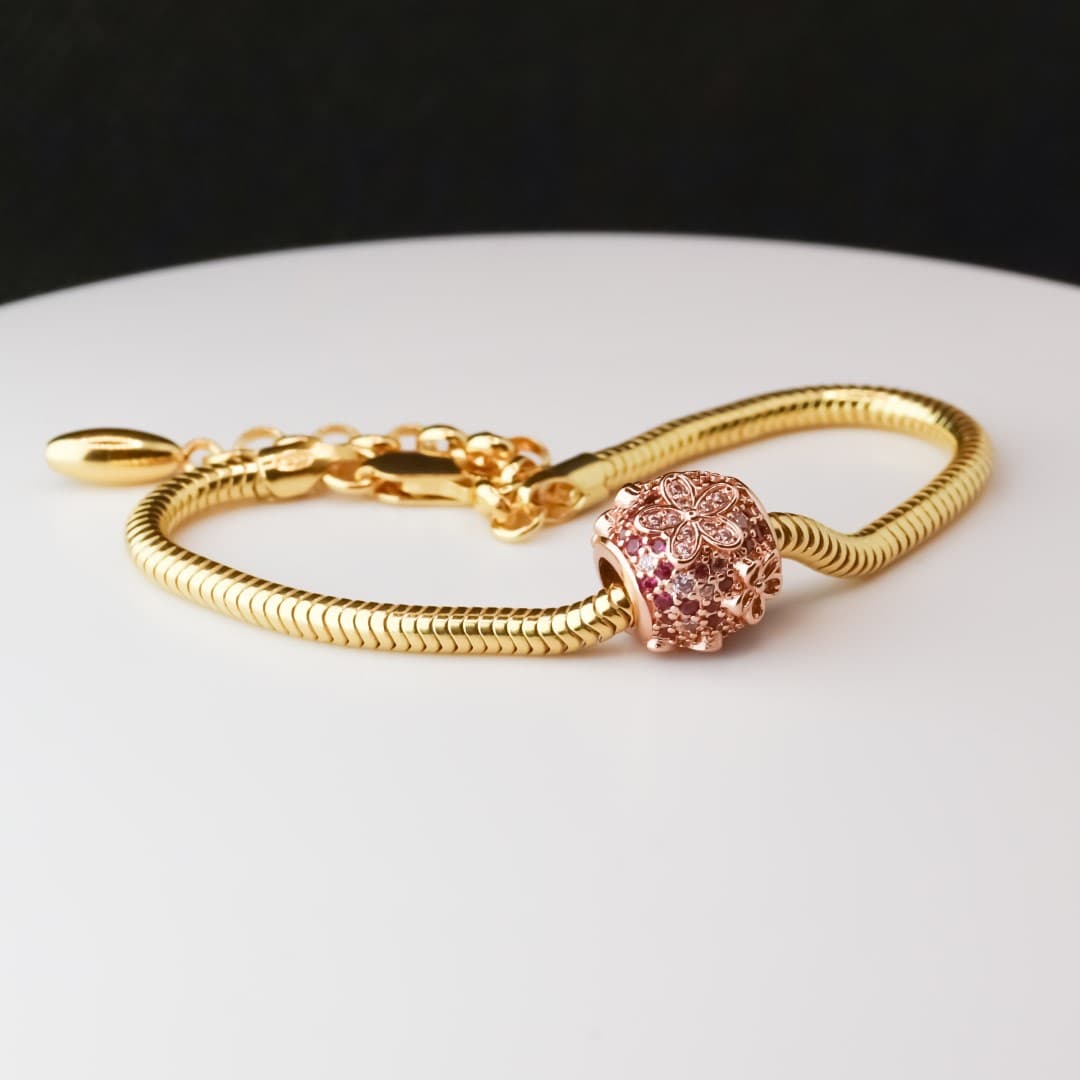 Charms Srebro 925 Kwiatowa Łąka różowe złoto rose gold