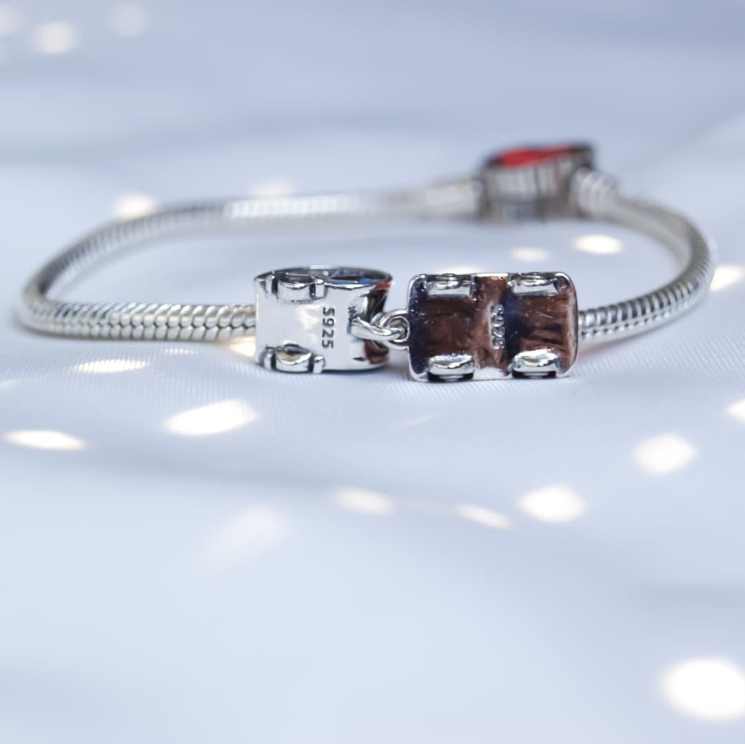 Podwójny Charms Wakacyjny samochód i przyczepa kempingowa Srebro 925