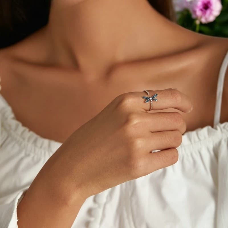 Pierścionek WAŻKA Srebro 925 regulowany natura