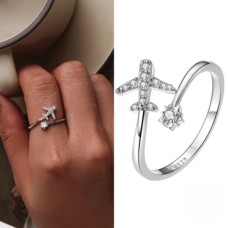 Pierścionek Samolot srebro 925 Podróże