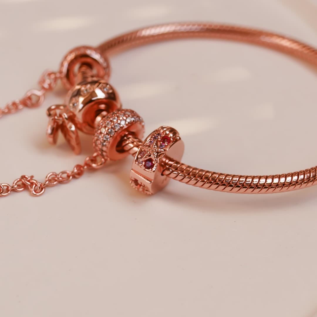 Łańcuszek zabezpieczający z gwintem srebro 925 różowe złoto rose gold