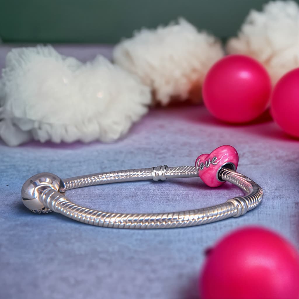 Charms RÓŻOWE LOVE  srebro 925 serce miłość walentynki kocham cię