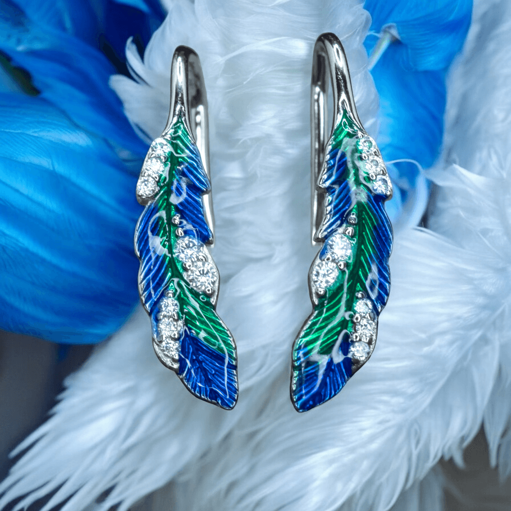 Kolczyki Piórko srebro 925 boho