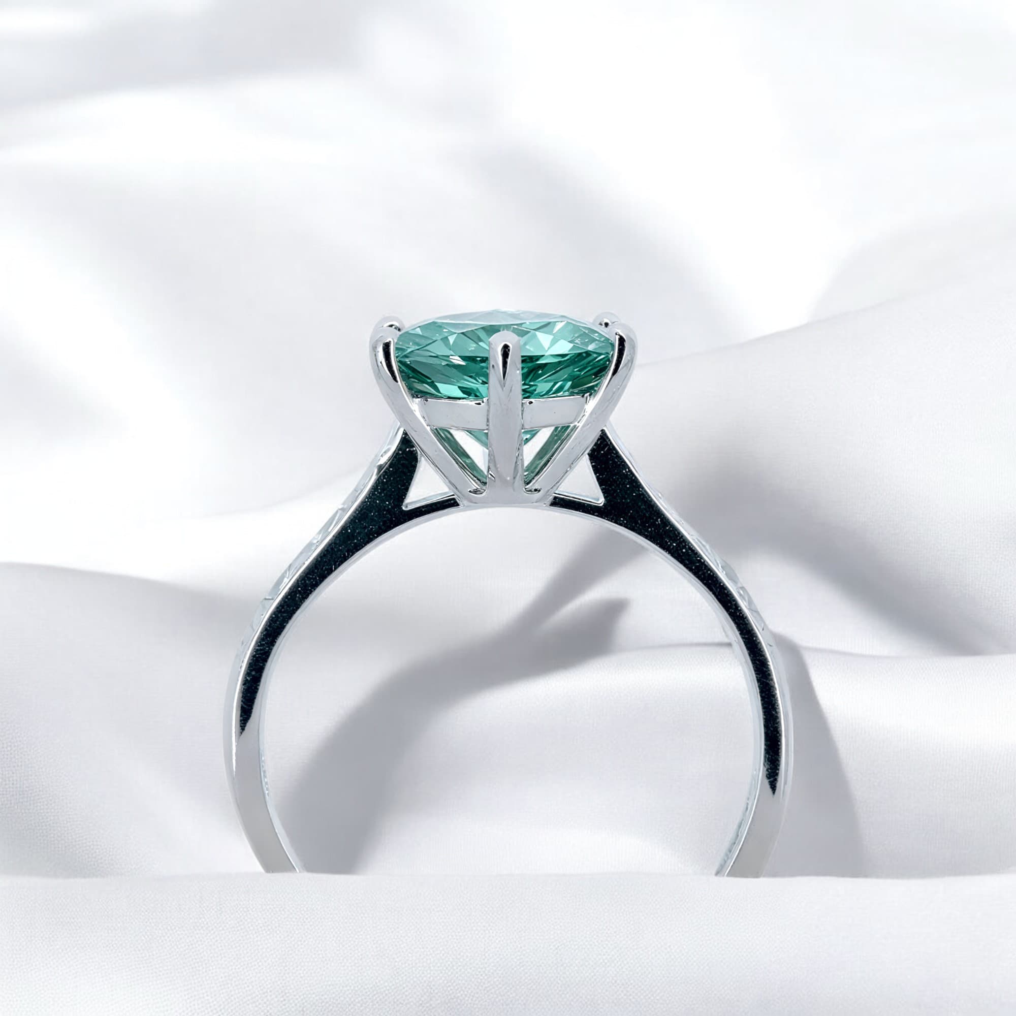 Pierścionek Moissanit 3 ct zielony duży kamień srebro 925 regulowany diament laboratoryjny