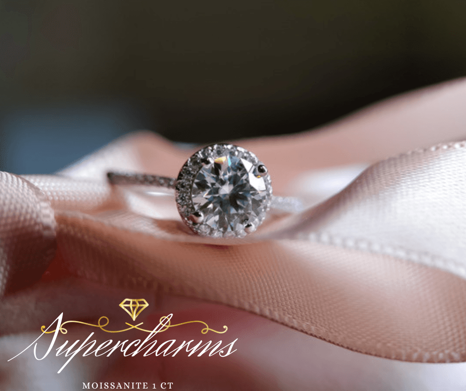 Pierścionek Halo Moissanite 1 ct srebro 925