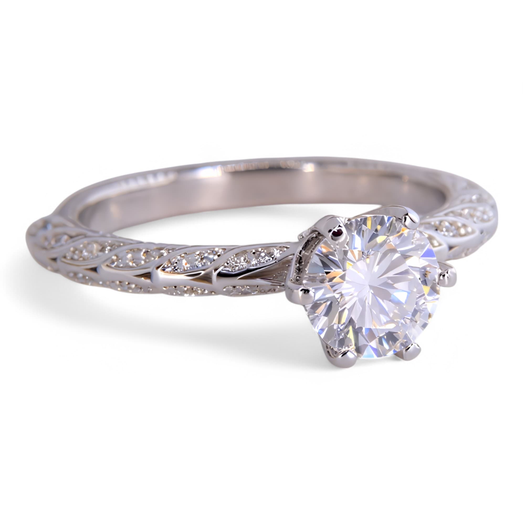 Pierścionek "Aurora Twist" z Moissanitem 1 ct – Klasyczna Elegancja srebro platyna