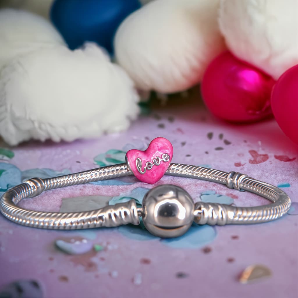 Charms RÓŻOWE LOVE  srebro 925 serce miłość walentynki kocham cię