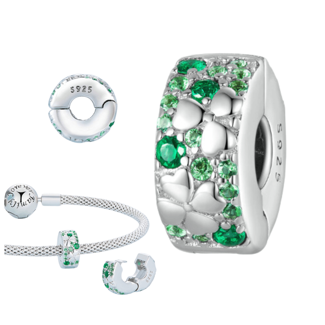 Stoper klips czterolistna koniczyna srebro 925