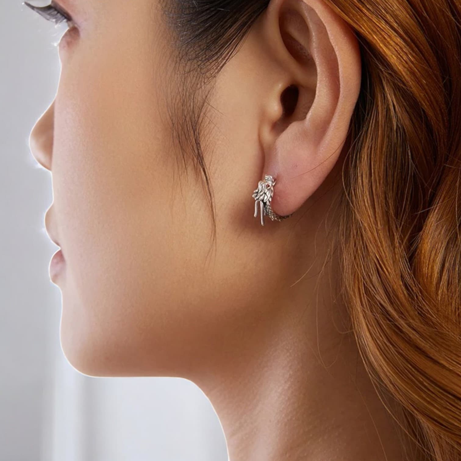 Kolczyki SMOK vintage srebro 925 kółka gotic punk