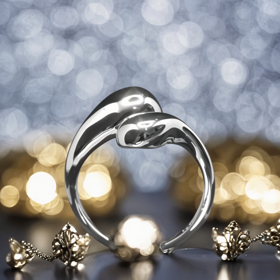 Pierścionek KROPLA WODY srebro 925 regulowany