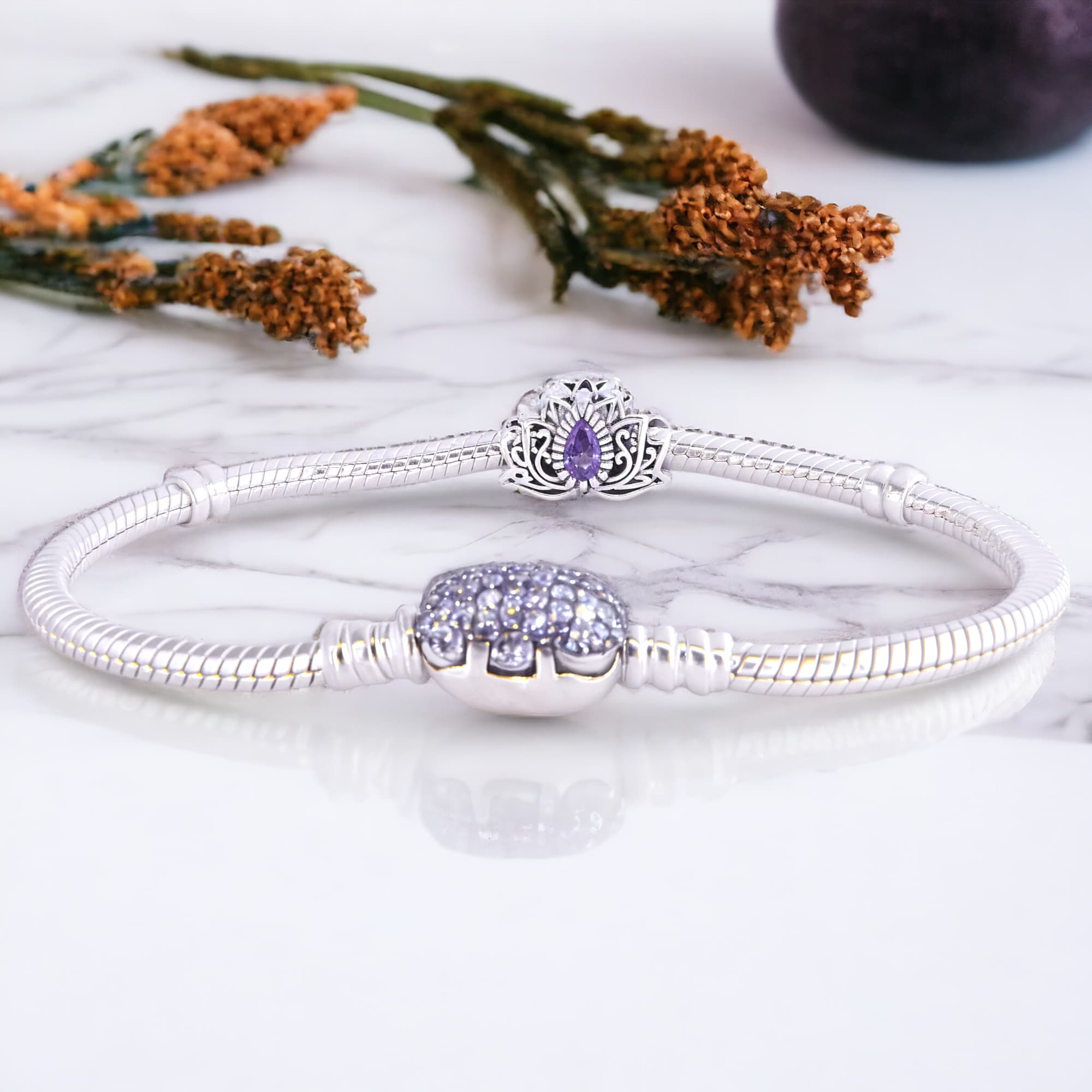 Charms Kwiat lotosu srebro 925 cyrkonie