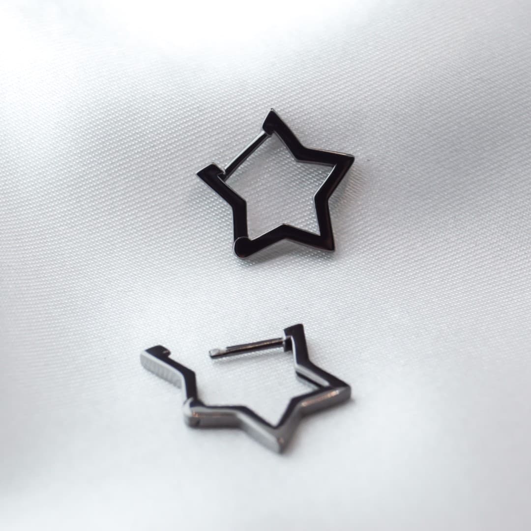 Gwiazdki kolczyki czarne srebro 925 gwiazdy czarne złoto