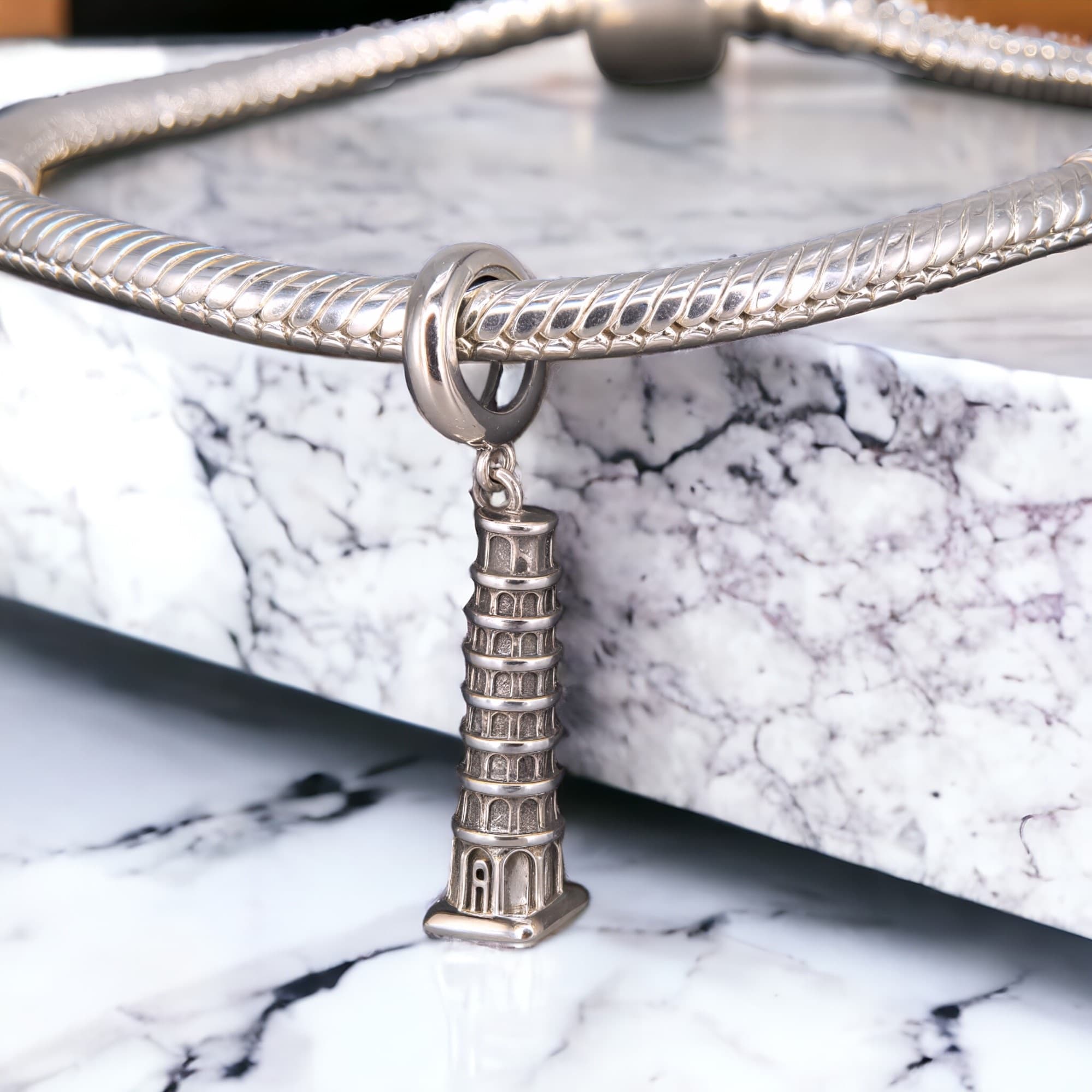 Charms KRZYWA WIEŻA W PIZIE srebro 925 włochy