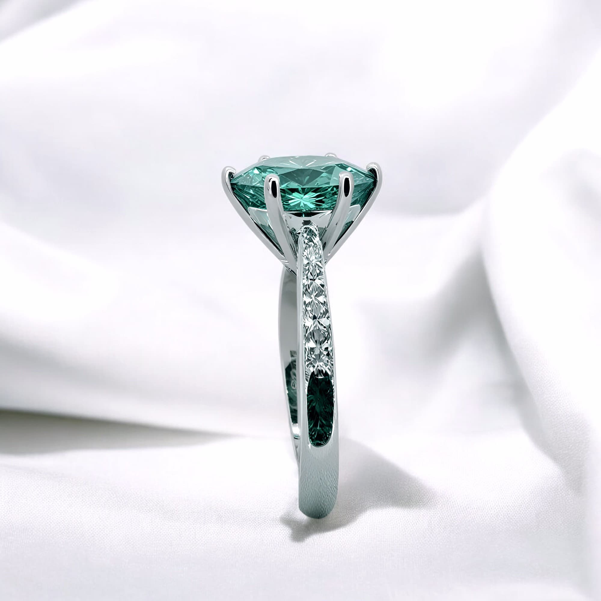 Pierścionek Moissanit 3 ct zielony duży kamień srebro 925 regulowany diament laboratoryjny