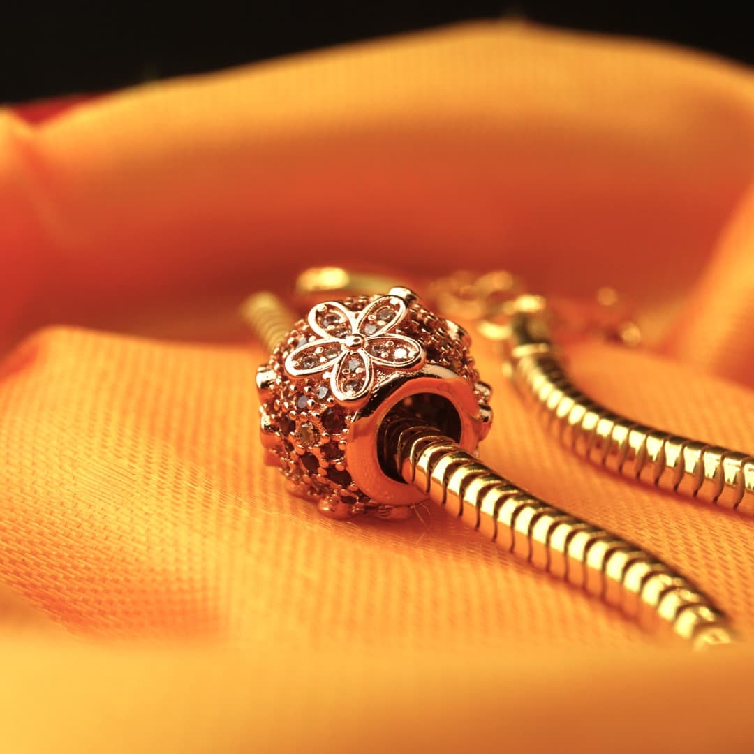 Charms Srebro 925 Kwiatowa Łąka różowe złoto rose gold