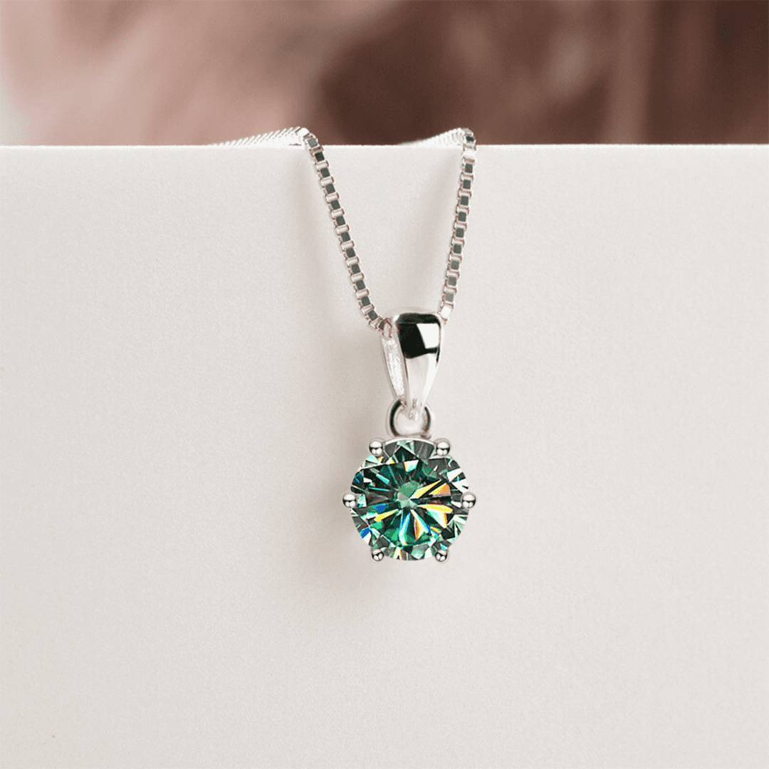 Naszyjnik Moissanite jasno zielony 1 ct 6,5 mm szmaragd