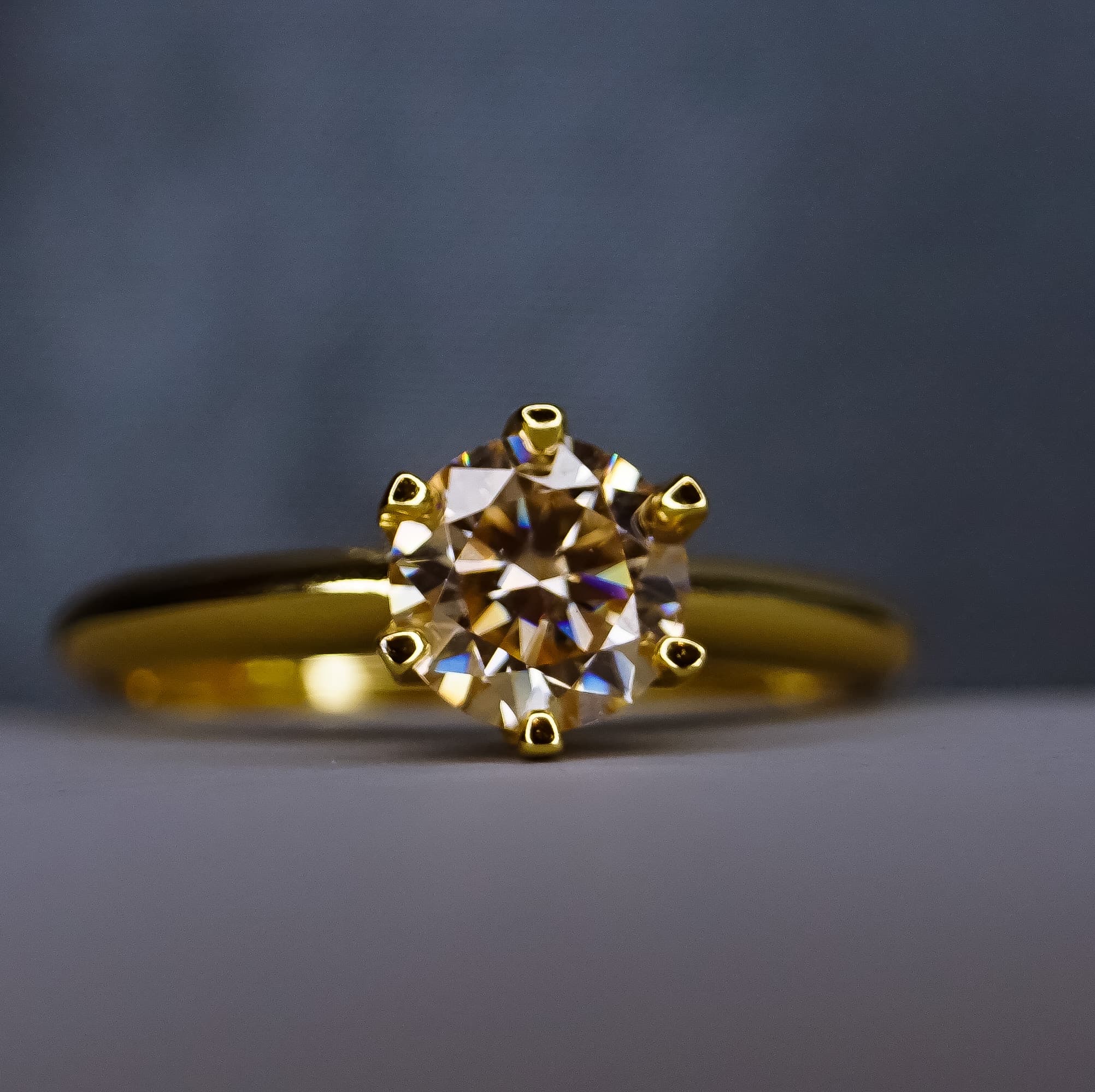 Pierścionek Moissanit 1 karat srebro złocone