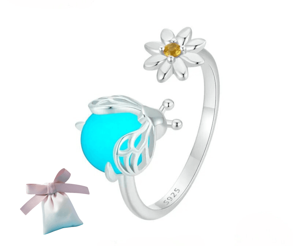 Pierścionek Świecący Robaczek świętojański srebro 925