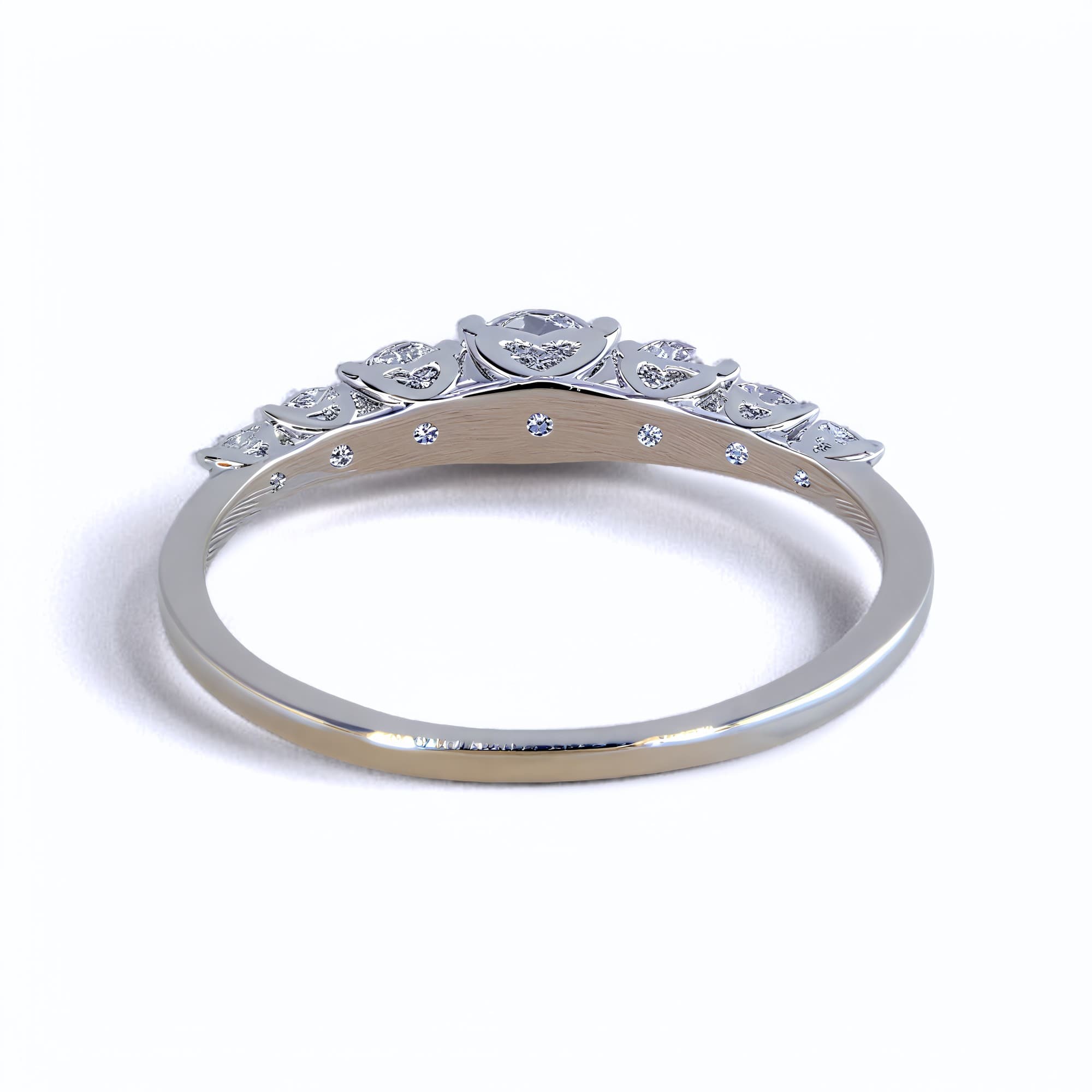 Srebrny pierścionek z moissanitami 1,12 ct kaskada 7 kamieni moissanit