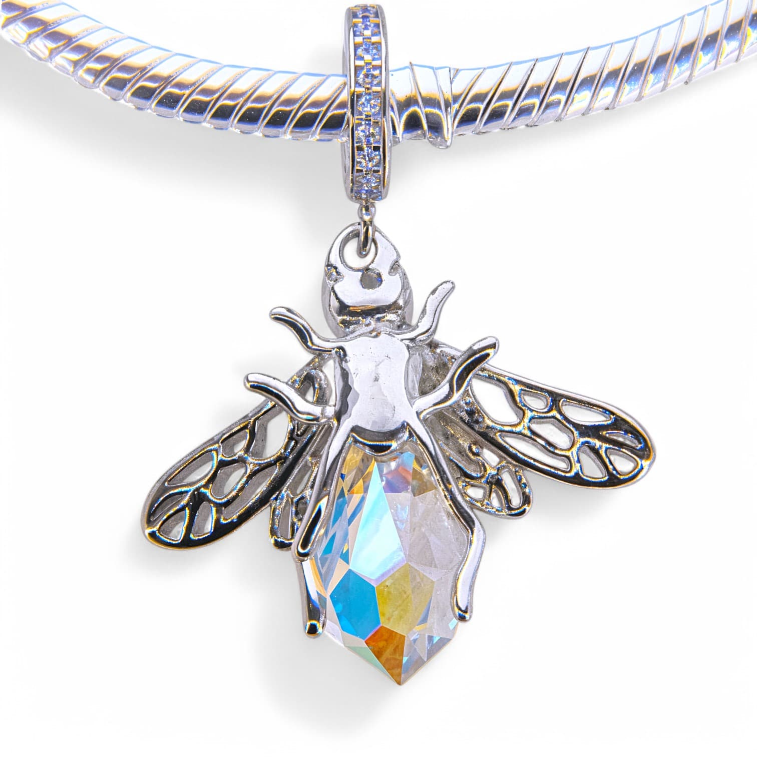 Charms zawieszka Kryształowy owad srebro 925 pszczoła