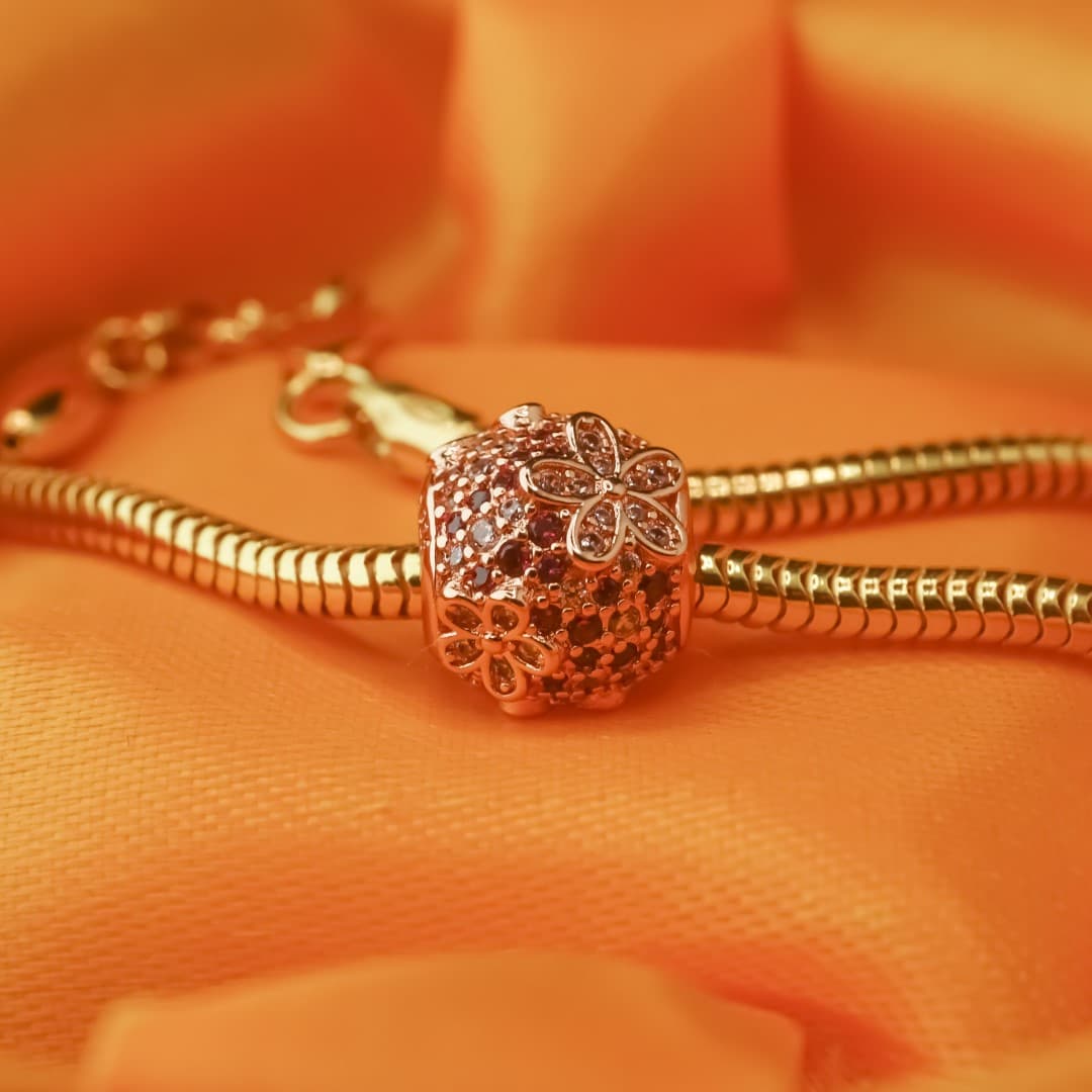 Charms Srebro 925 Kwiatowa Łąka różowe złoto rose gold