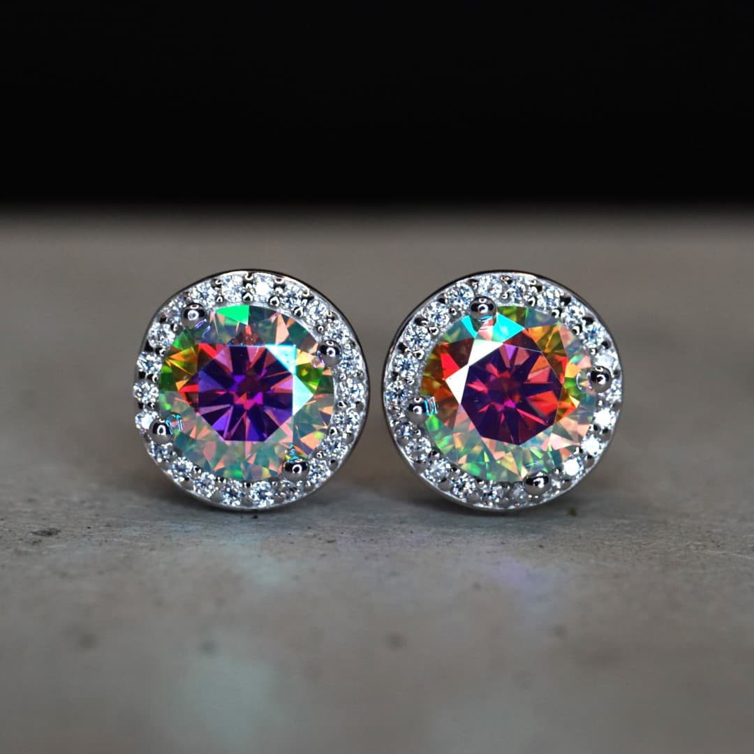 Kolczyki "Zorza Polarna" z diamentem Moissanite