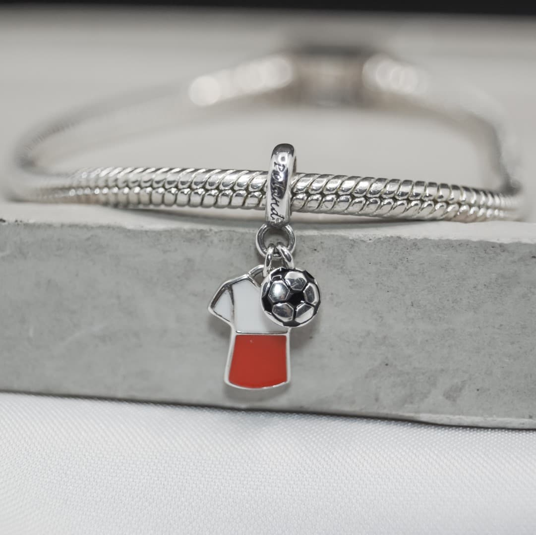 Charms Piłka nożna Polska reprezentacja srebro 925 oksydowane Poland