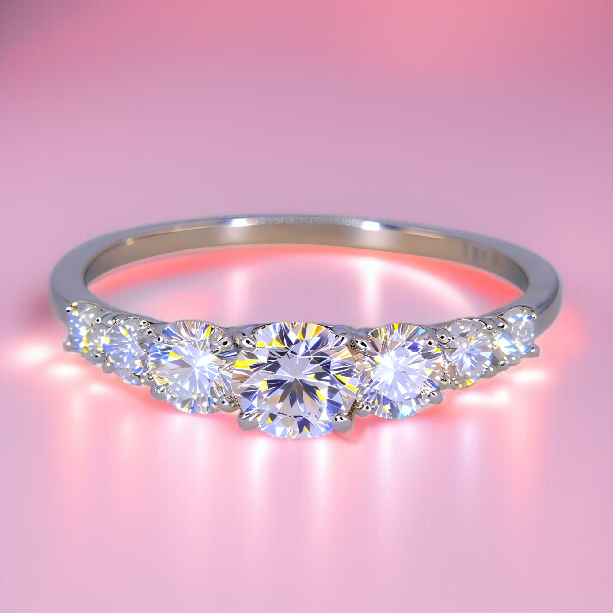 Srebrny pierścionek z moissanitami 1,12 ct kaskada 7 kamieni moissanit