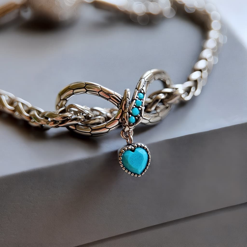 Charms Wąż Nieskończonośść Vintage żmijka turkus srebro 925