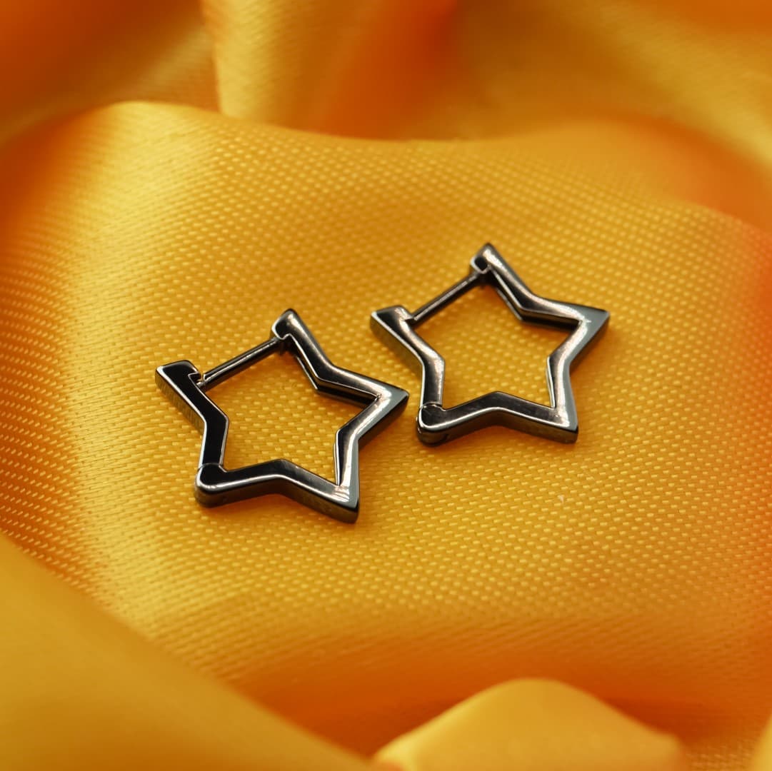 Gwiazdki kolczyki czarne srebro 925 gwiazdy czarne złoto