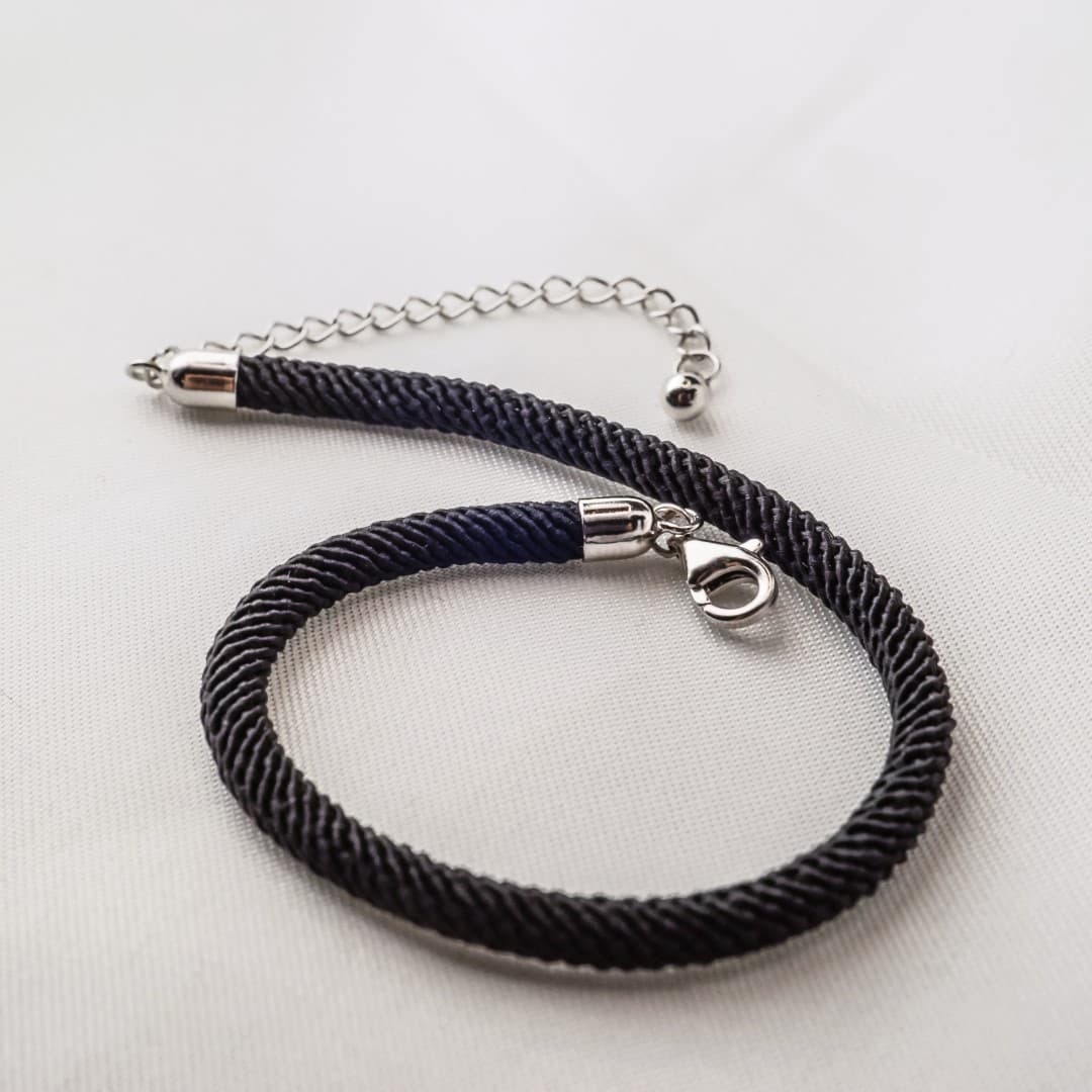 Bransoletka sznurkowa gruba Srebro 925 i platyna