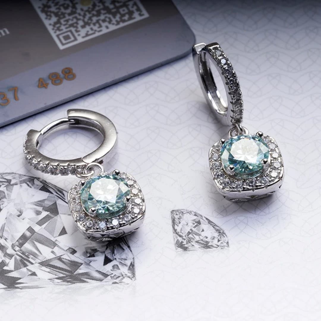 Kolczyki Halo Moissanit srebro 925