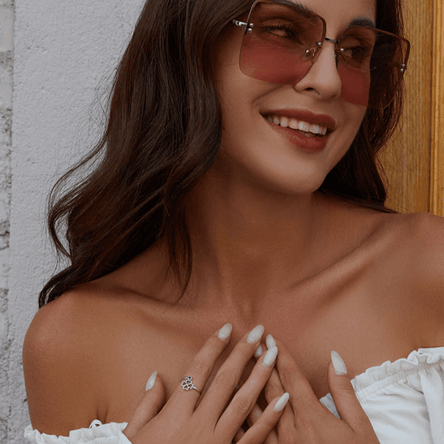 Pierścionek Szczęśliwa Czterolistna Koniczyna srebro 925  talizman szczęścia