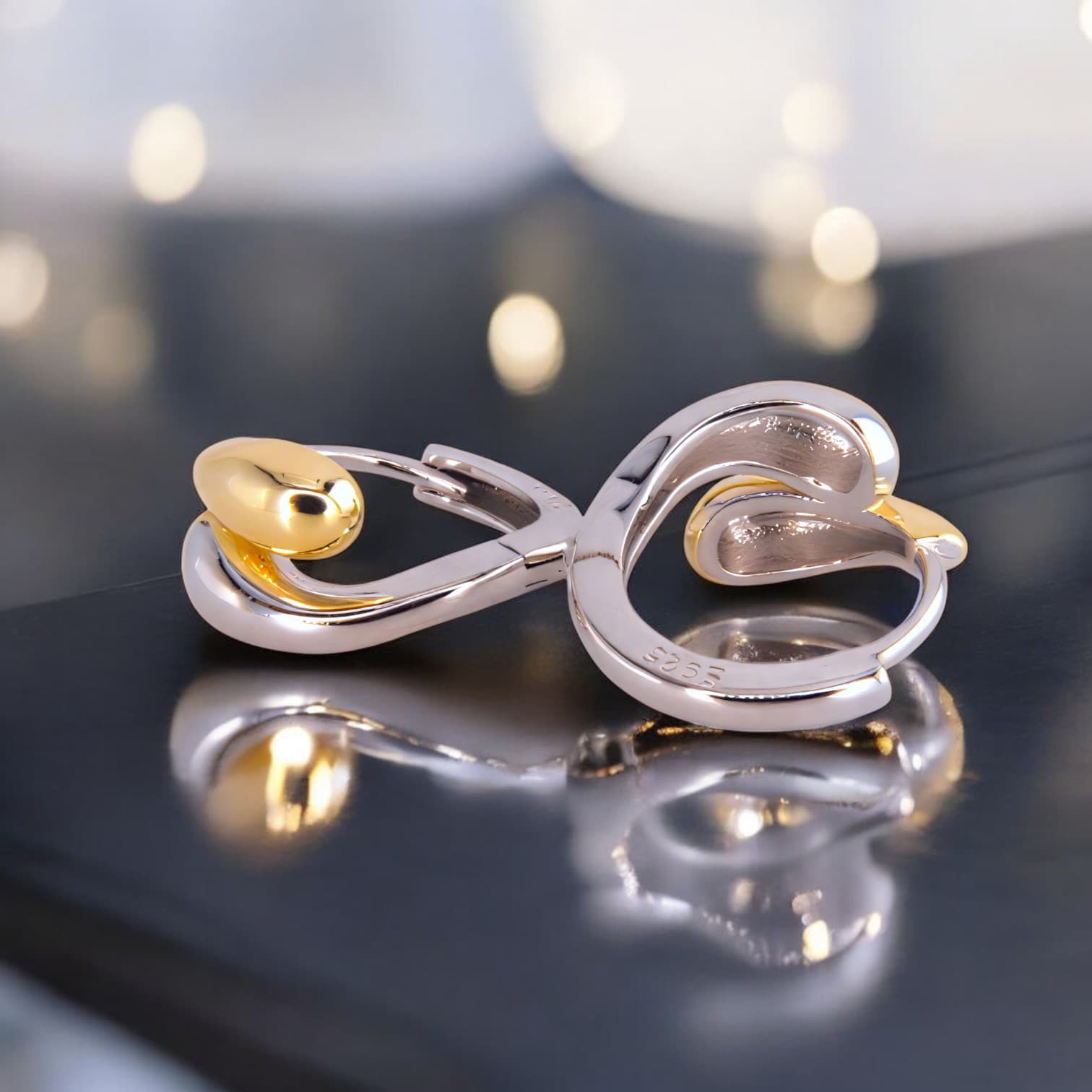 Kolczyki Srebrne Duo Gold Kropla Wody kropla złoto białe złoto