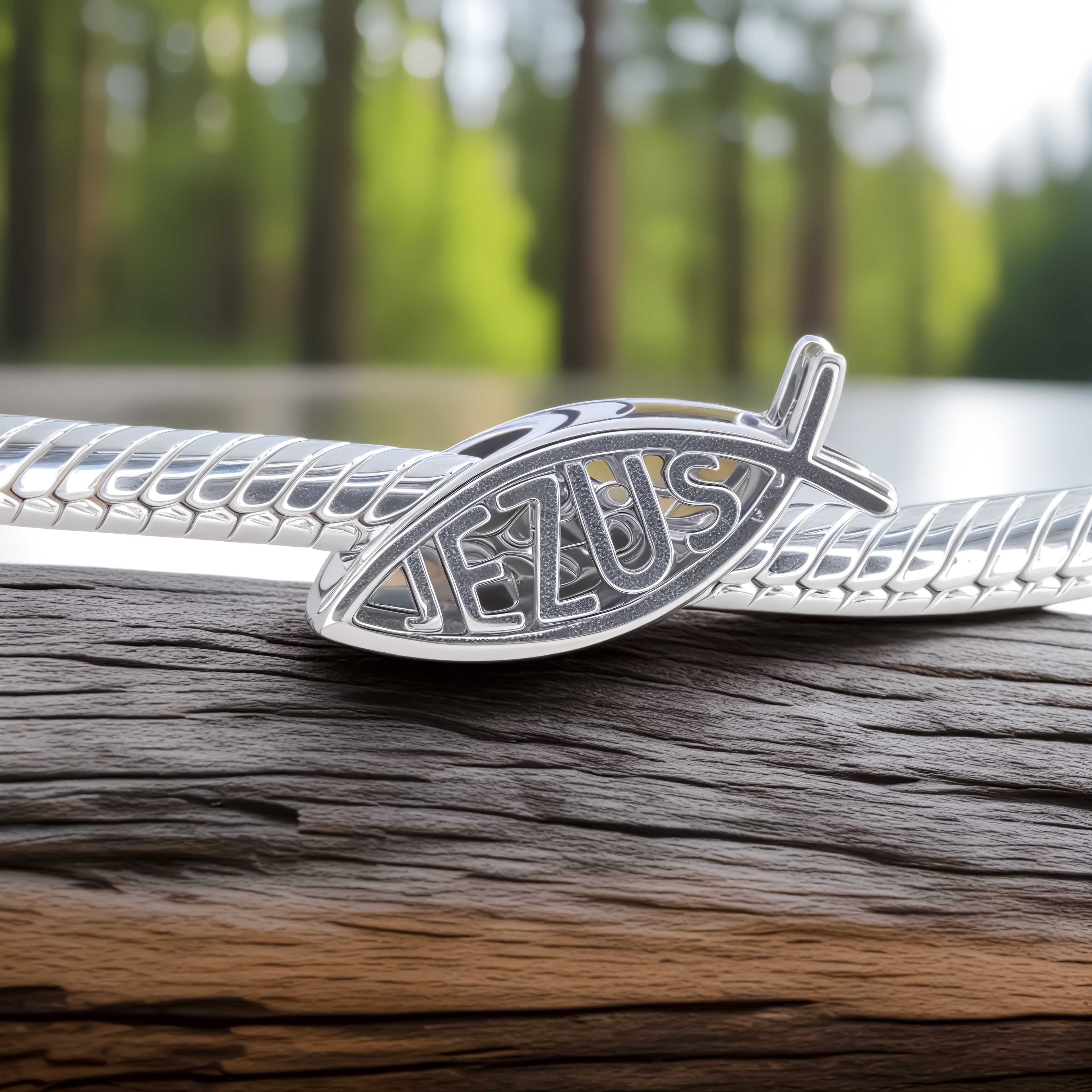 Charms "JEZUS Ryba" ze Srebra 925 – Symbol Chrześcijańskiej Wiary