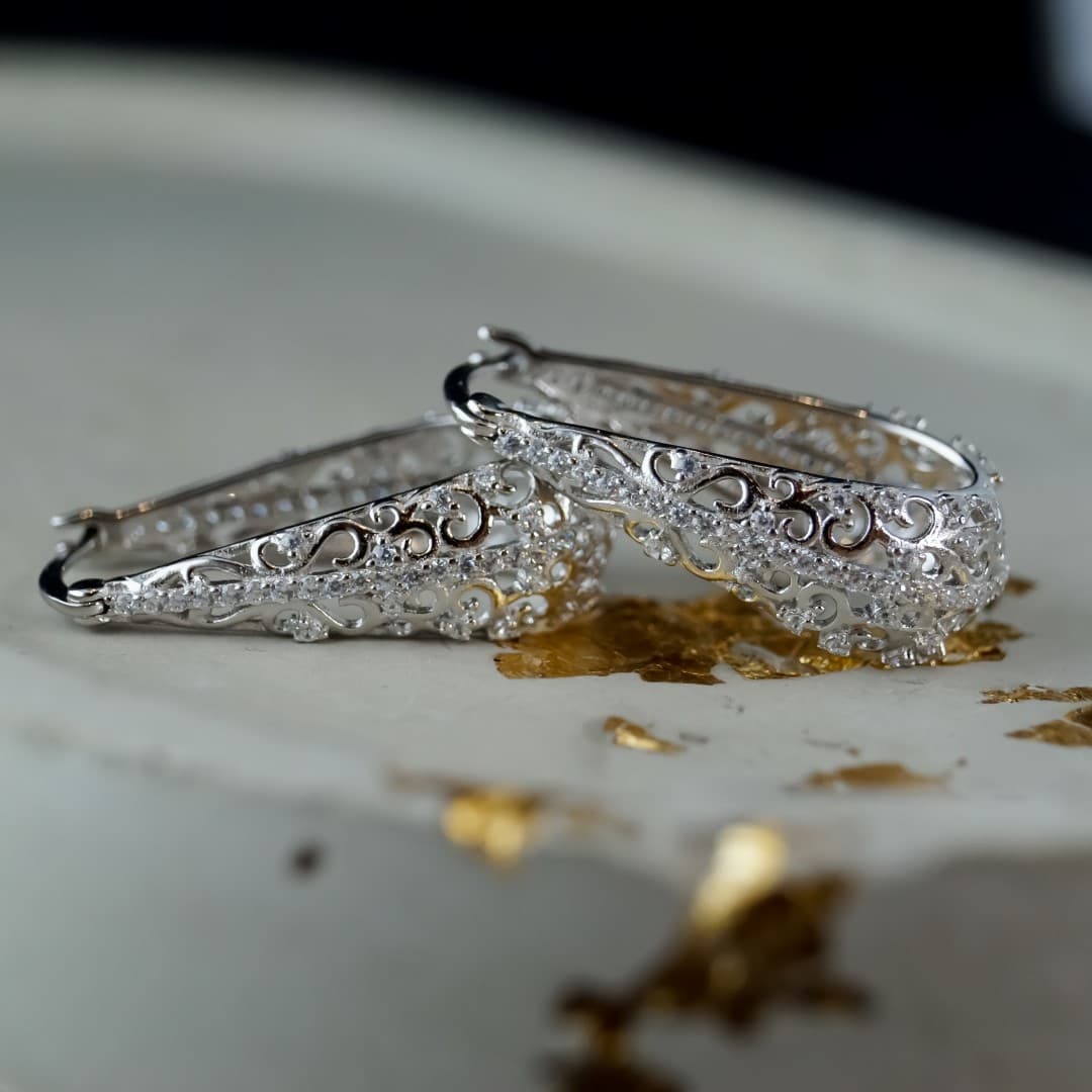 Kolczyki Winogrona Srebro i platyna starodawne vintage arcydzieło