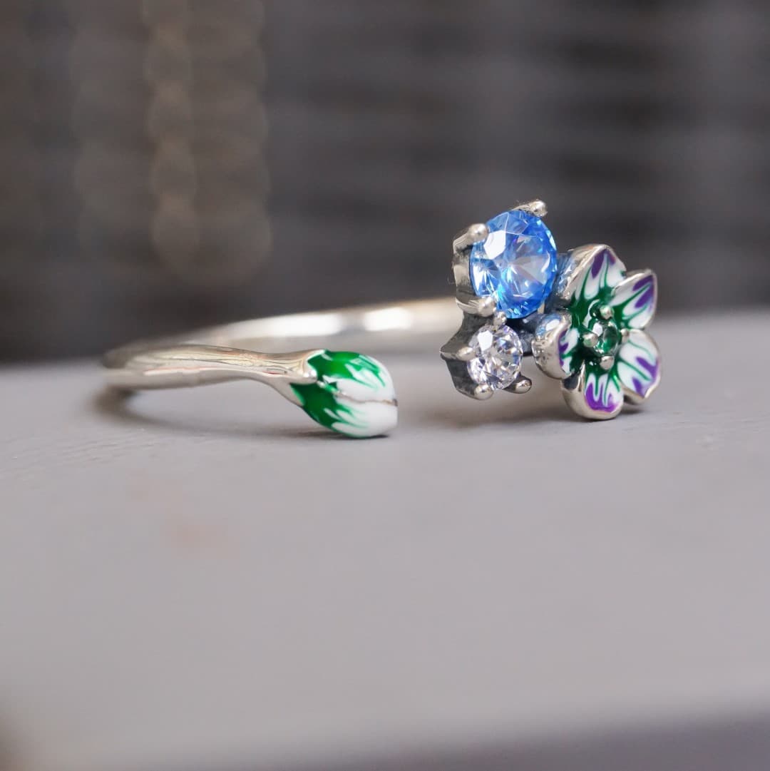 Pierścionek Kwiat Wiśni srebro 925