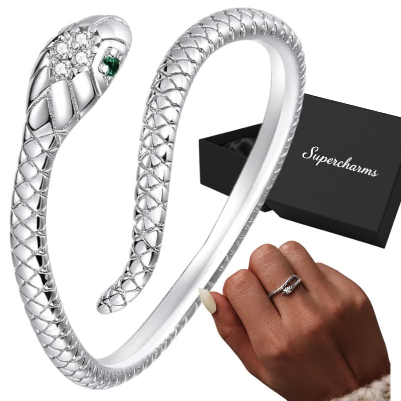 Pierścionek wąż Srebro 925 pokryte platyna