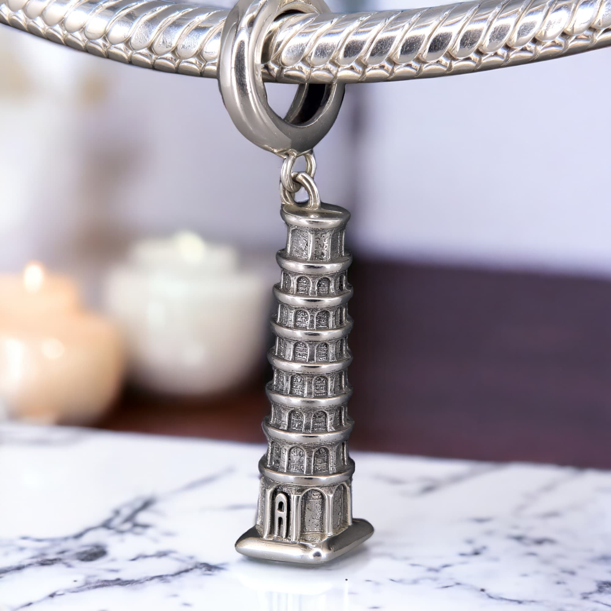 Charms KRZYWA WIEŻA W PIZIE srebro 925 włochy