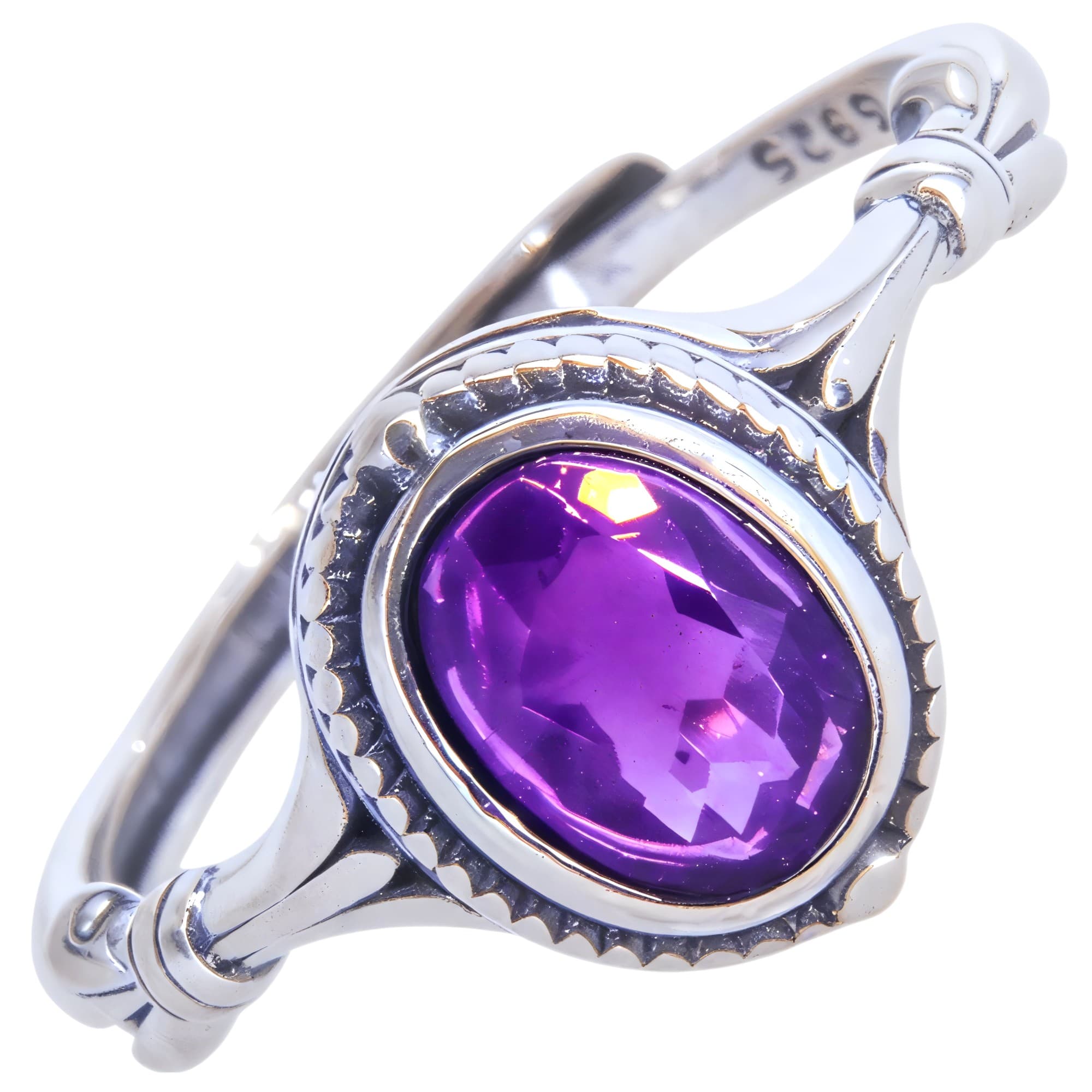 Pierścionek z naturalnym ametystem srebro 925 vintage