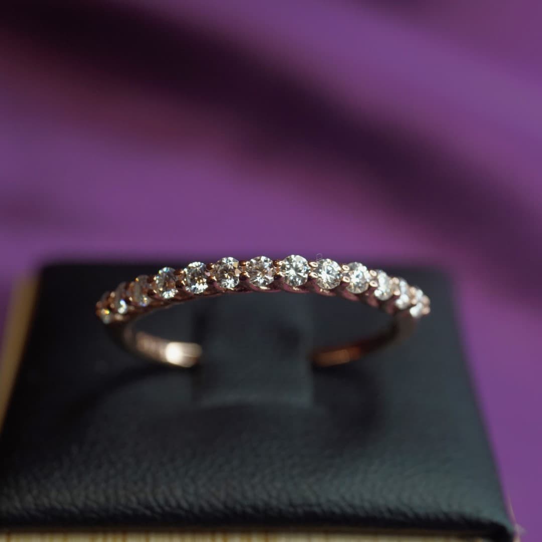 Pierścionek różowe złoto Moissanit srebro 925