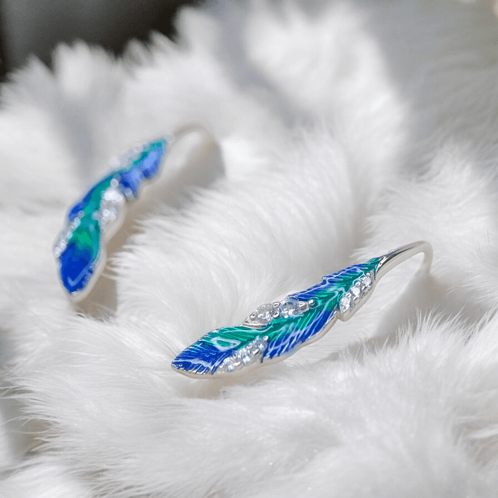 Kolczyki Piórko srebro 925 boho