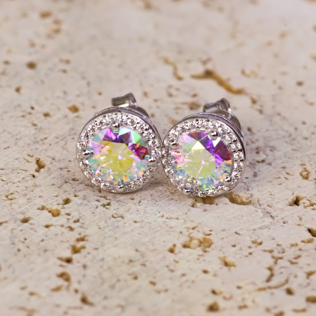 Kolczyki "Zorza Polarna" z diamentem Moissanite