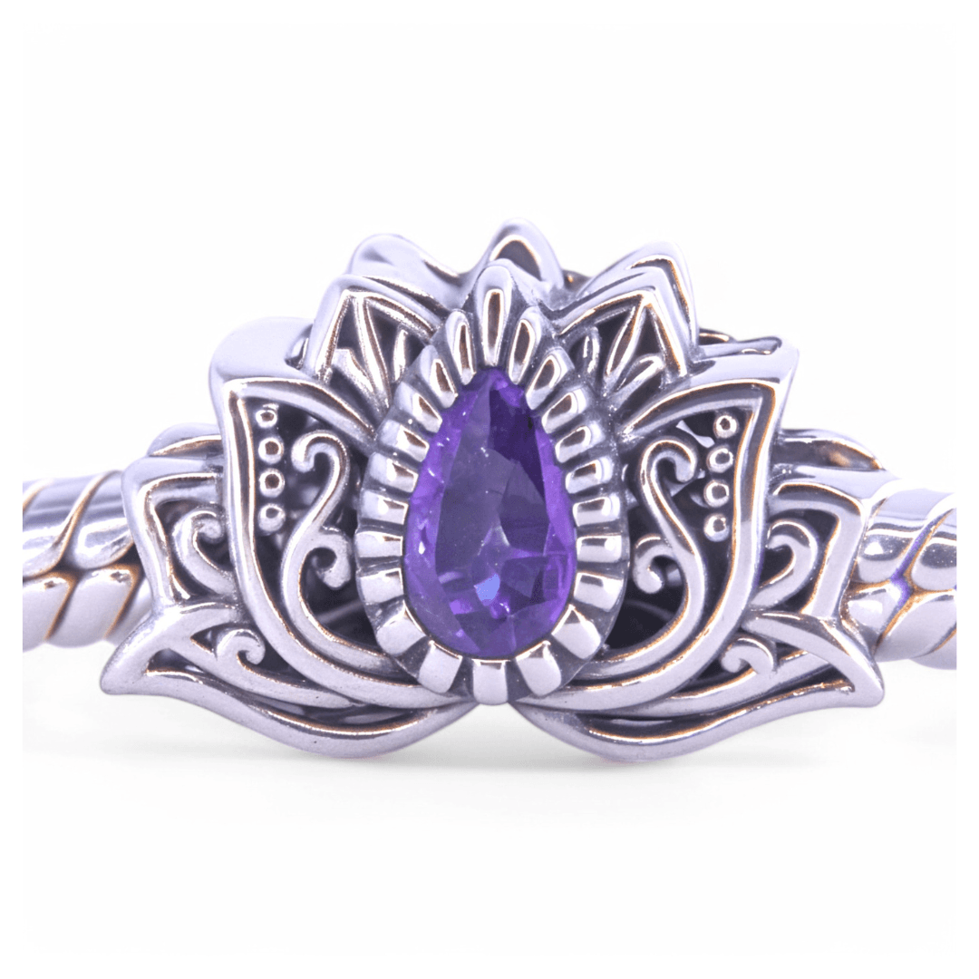 Charms Kwiat lotosu srebro 925 cyrkonie