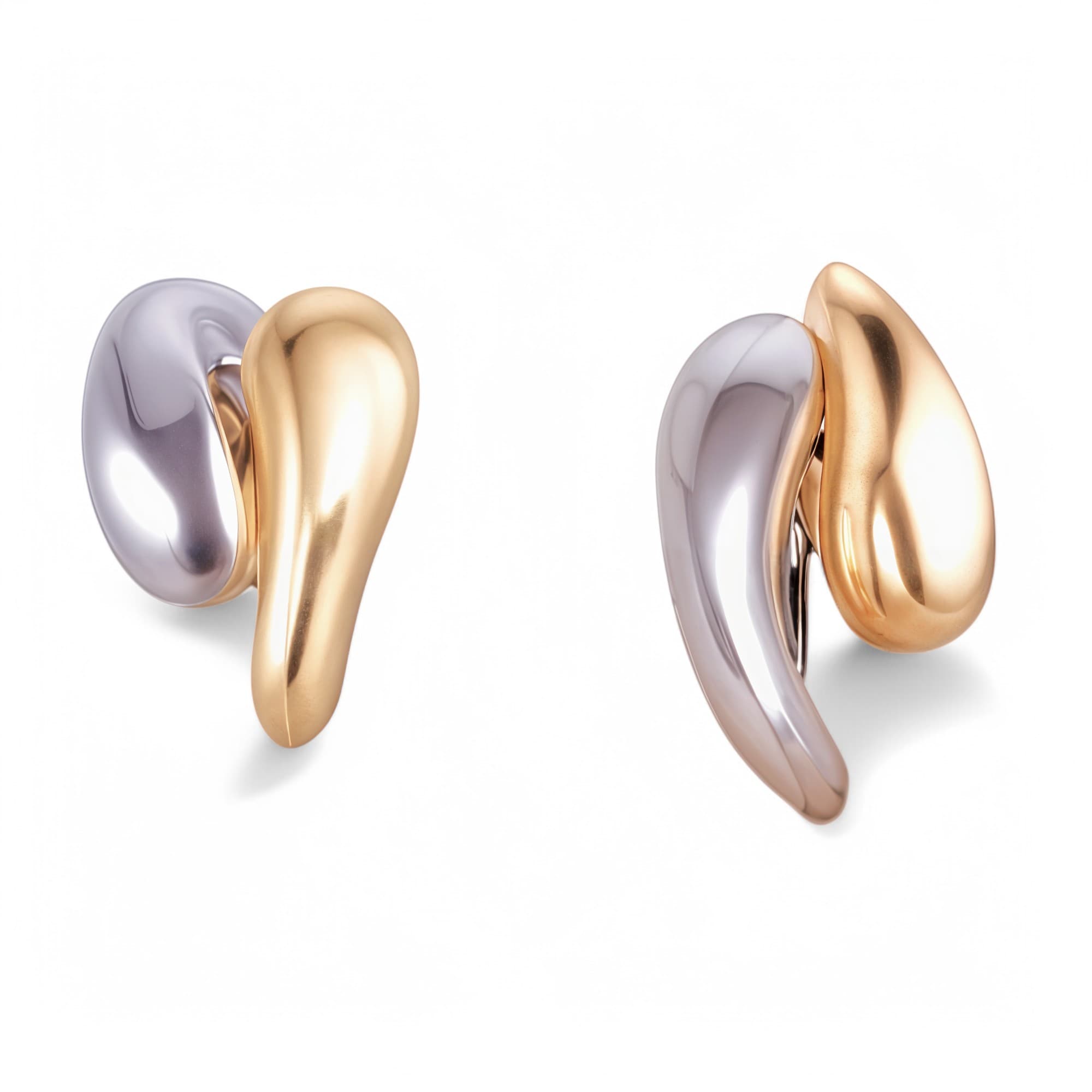 Kolczyki Srebrne Duo Gold Kropla Wody kropla złoto białe złoto