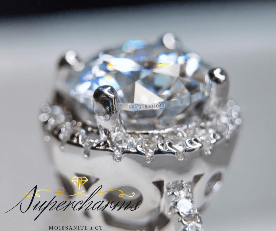 Pierścionek Halo Moissanite 1 ct srebro 925