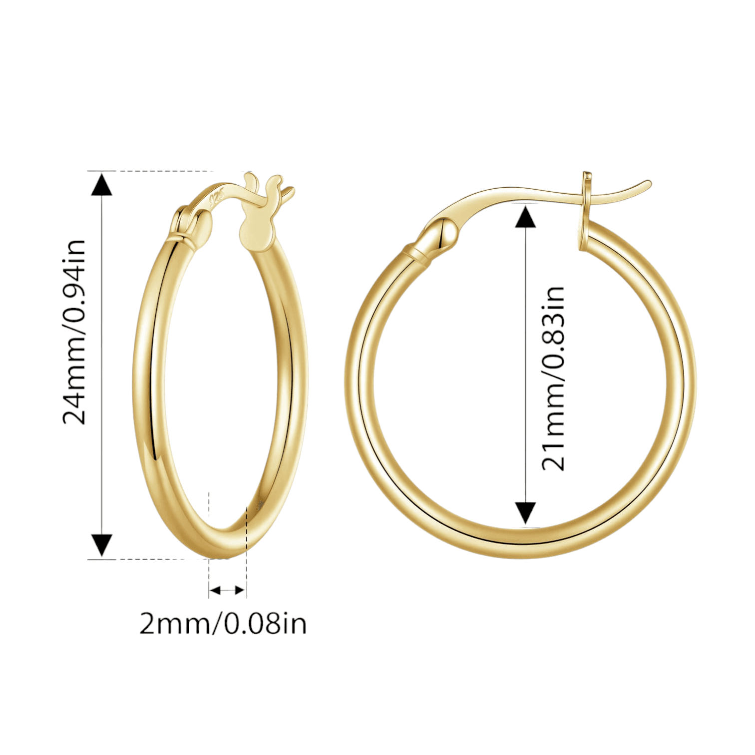 Kolczyki Okrągłe Koła Złote Srebro 925