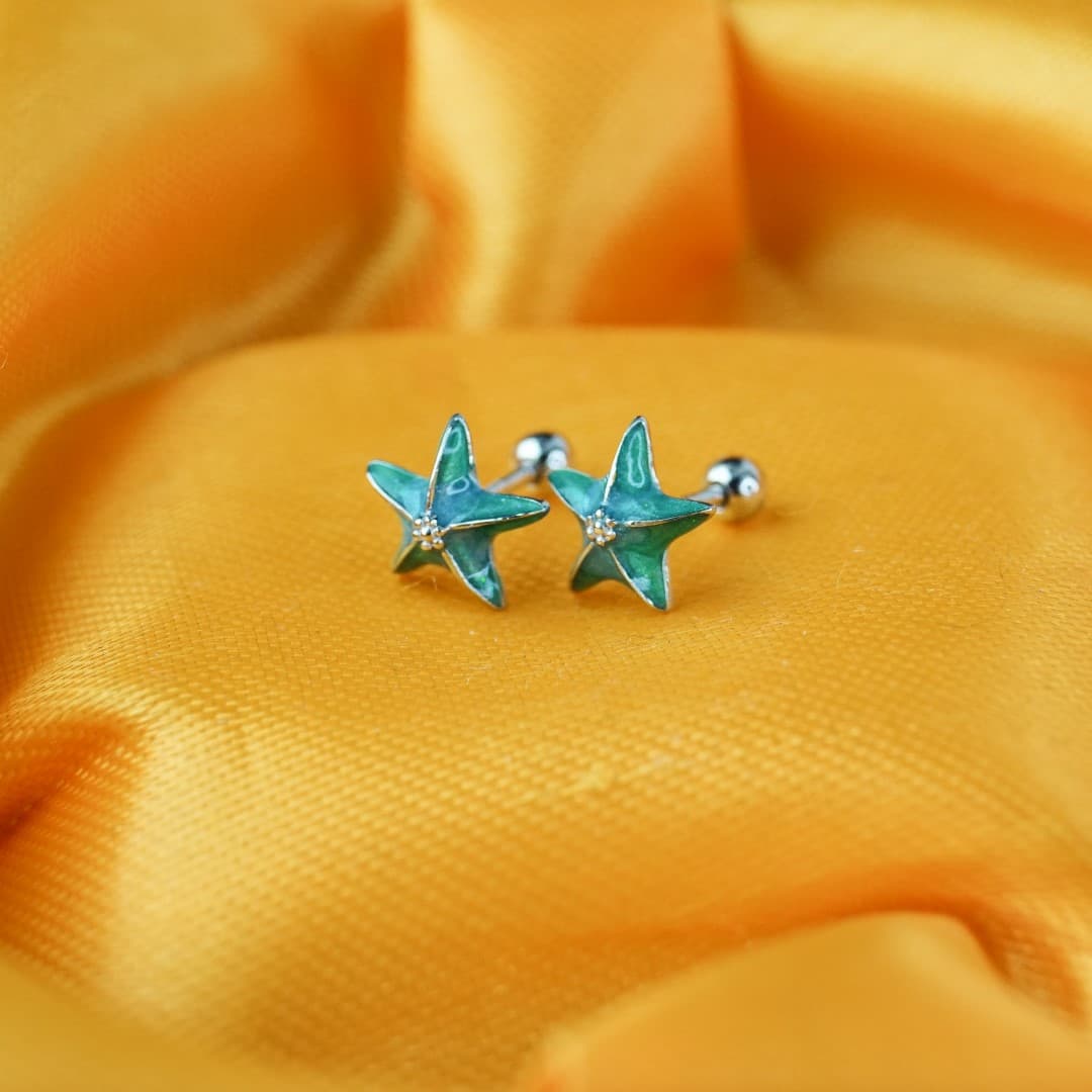 Małe kolczyki srebro 925 oceaniczna rozgwiazda sztyft wakacyjna
