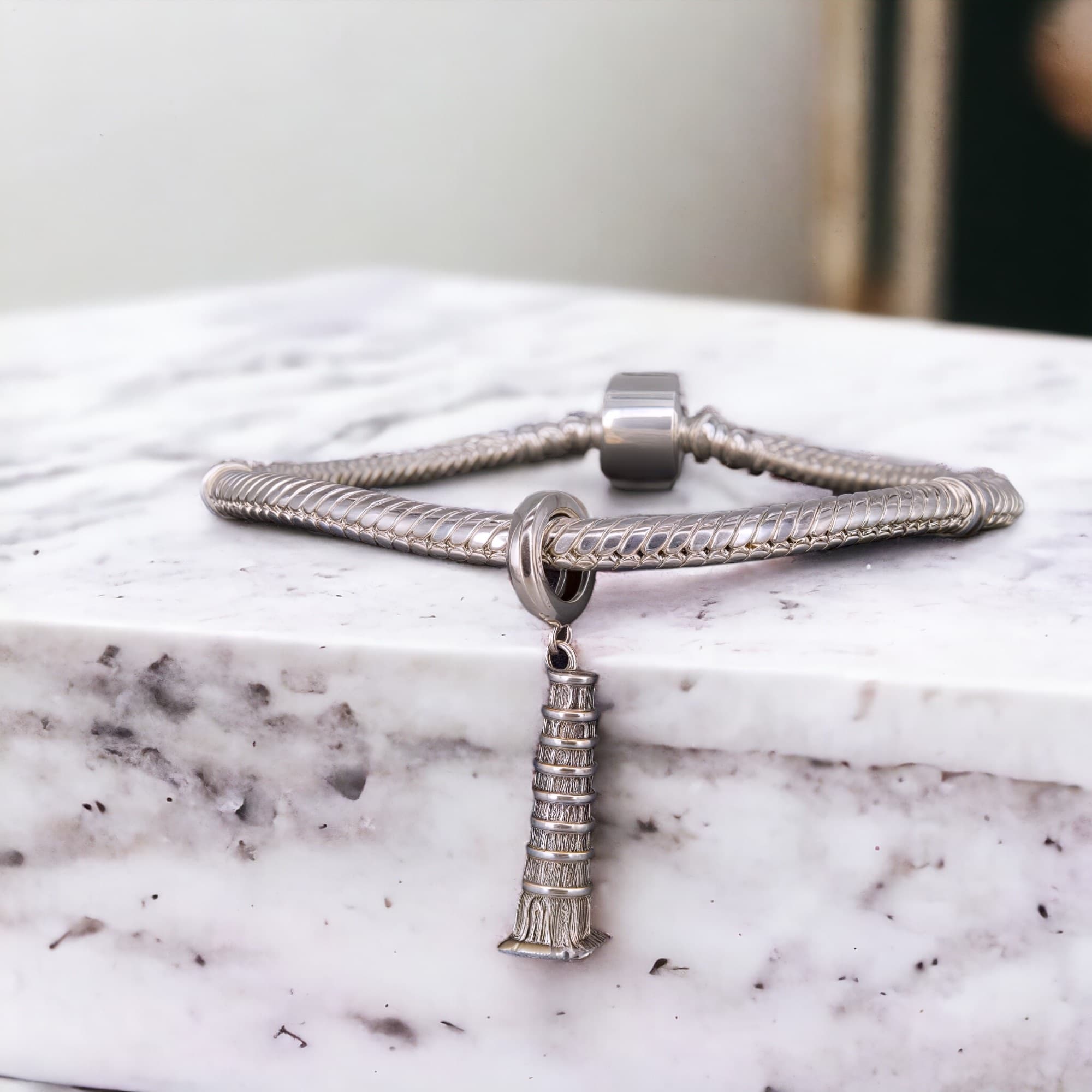 Charms KRZYWA WIEŻA W PIZIE srebro 925 włochy