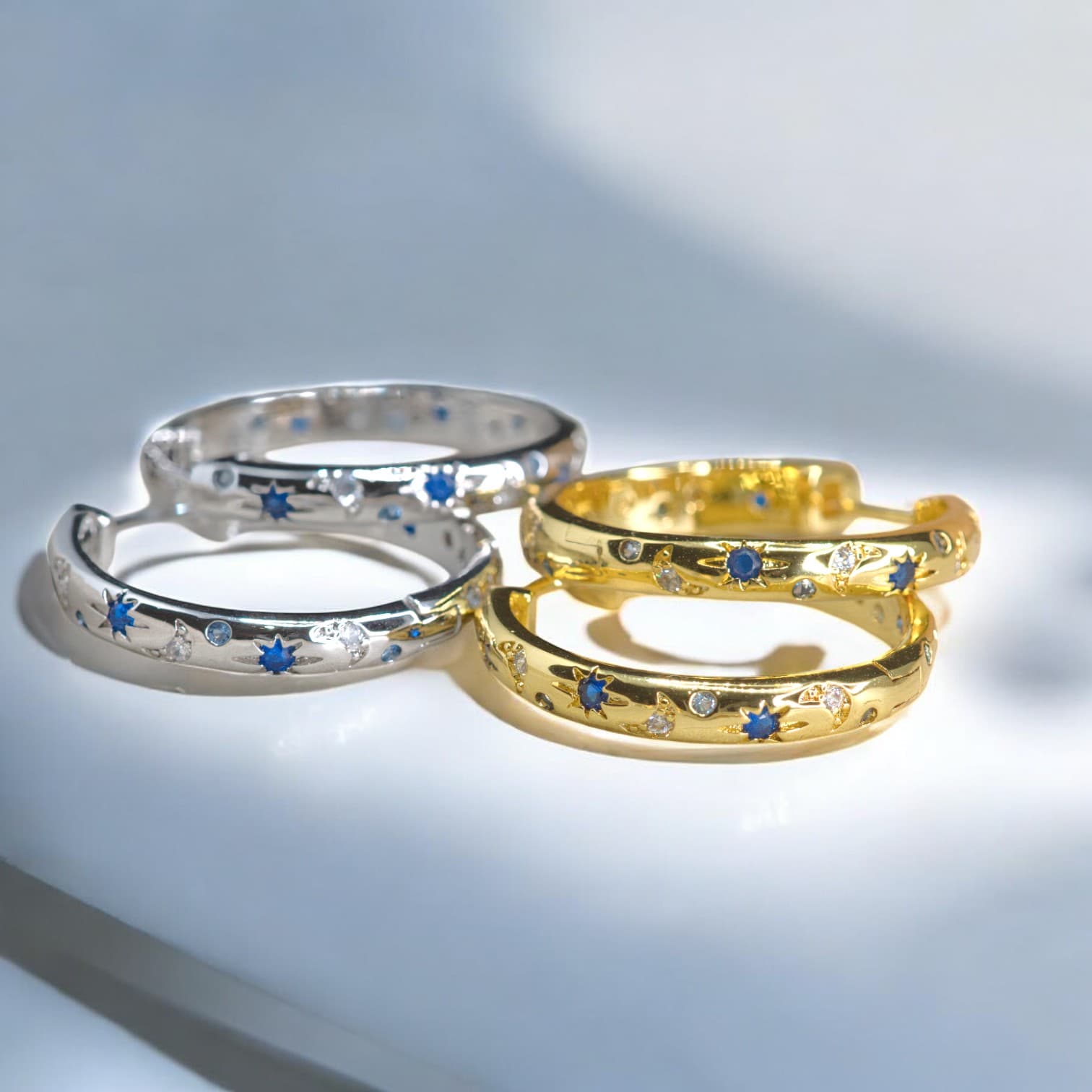 Kolczyki ROZGWIEŻDŻONE NIEBO srebro złote